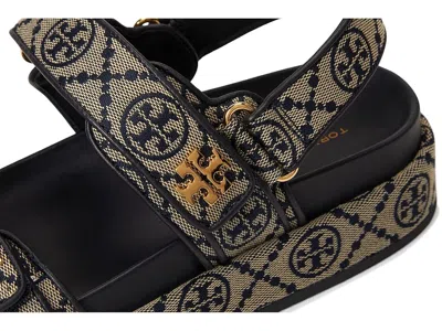Tory Burch T Monogram Kira Jacquard Fabric Sandals In Blue