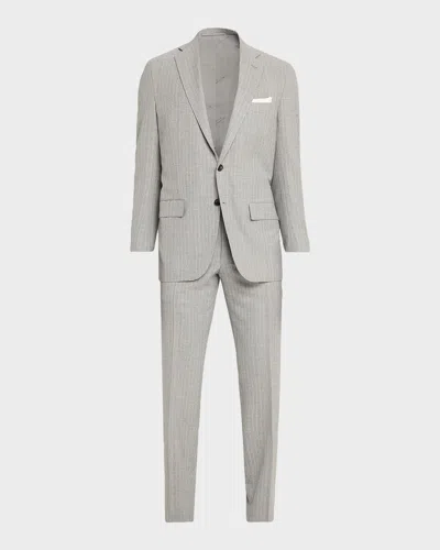 Kiton Wool Single-breasted Suit In Gray