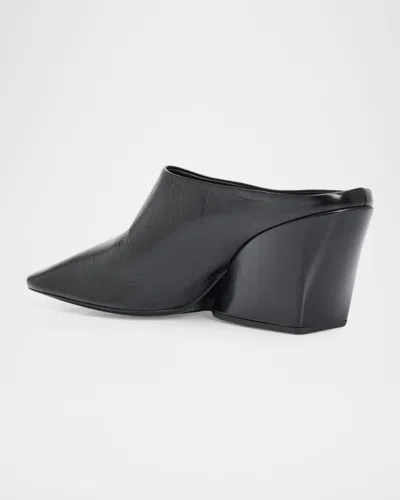 Proenza Schouler Slant Leather Mules In Black