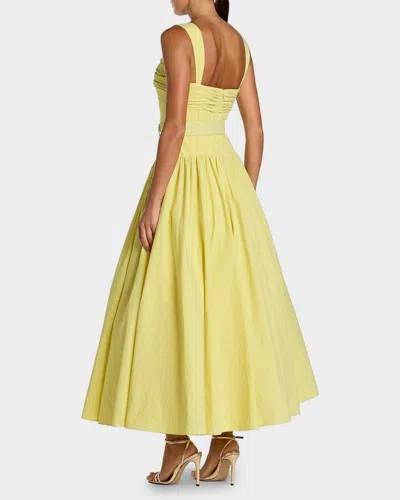 Mac Duggal Sleeveless Faille A-line Midi Dress With Belt In Yellow