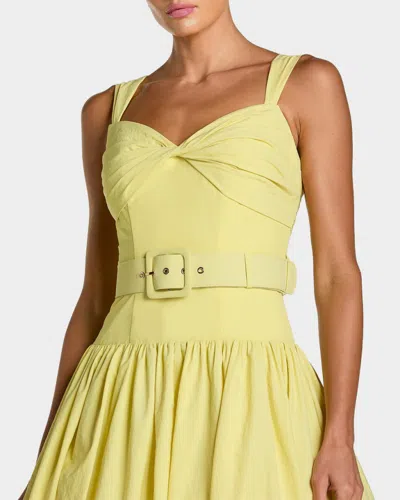 Mac Duggal Sleeveless Faille A-line Midi Dress With Belt In Yellow