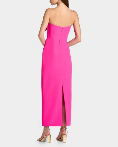 Mac Duggal Crepe Strapless Midi Dress With 3d Flower Detail In Pink