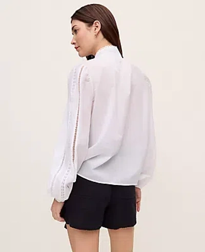 Ann Taylor Embroidered Blouse In White
