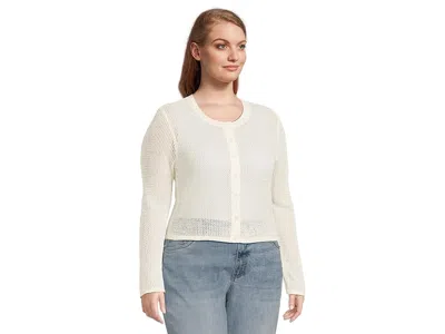 Mod-o-doc Long Sleeve Button Front Open Knit Sweater In Multi