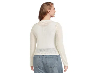 Mod-o-doc Long Sleeve Button Front Open Knit Sweater In Multi