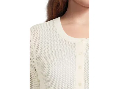 Mod-o-doc Long Sleeve Button Front Open Knit Sweater In Multi