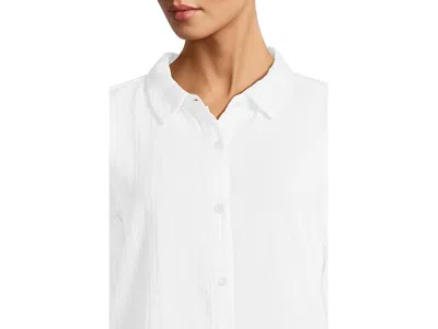 Mod-o-doc Long Sleeve Button Up Tunic In White