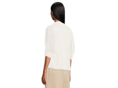 Cece Elbow Sleeve Bow Placket Blouse In White