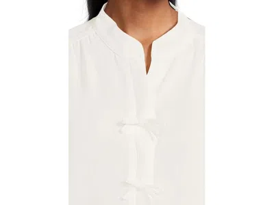 Cece Elbow Sleeve Bow Placket Blouse In White