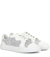 TORY BURCH Milo glitter and leather sneakers
