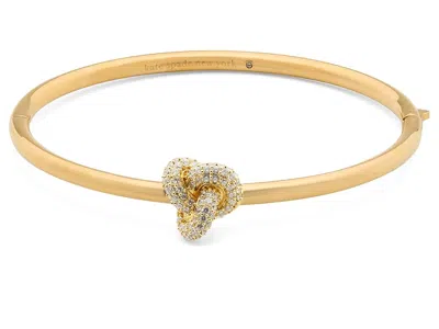 Kate Spade New York Cubic Zirconia Pave Love Knot Bangle Bracelet In Green