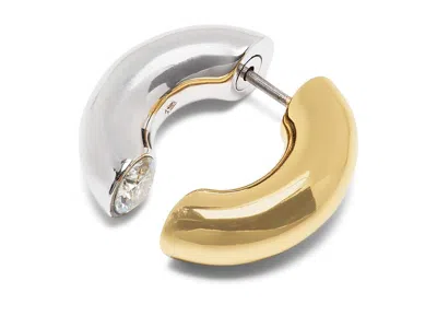 Kate Spade New York Interlock Cubic Zirconia Open Huggie Hoop Earrings In Two Tone In Metallic