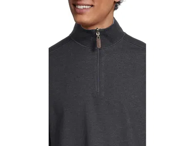 Johnston & Murphy Reversible Solid Quarter-zip In Black
