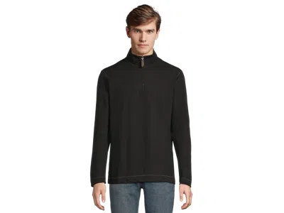 Johnston & Murphy Reversible Solid Quarter-zip In Black
