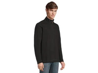 Johnston & Murphy Reversible Solid Quarter-zip In Black