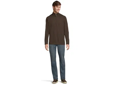 Johnston & Murphy Reversible Solid Quarter-zip In Black