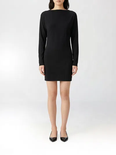 Jacquemus Black La Robe Mistral Crew Neck Dress With Long Sleeves And Open Back In Viscose Blend Women