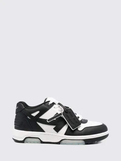 Off-white Low-top Sneakers With Iconic Branding And Rubber Sole In Black