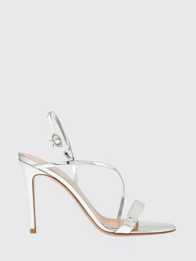 Gianvito Rossi Silver Solid Open Round Toe Heels In Silver