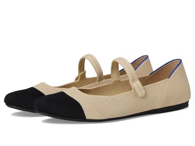 Rothys The Square Mary Jane In White In Cream Captoe