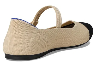 Rothys The Square Mary Jane In White In Cream Captoe
