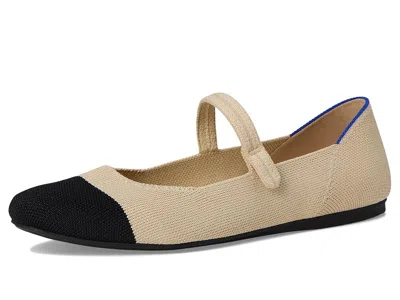 Rothys The Square Mary Jane In White In Cream Captoe