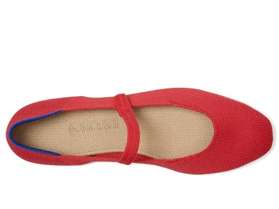 Rothys Square Mary Jane Flats In Red Crisp Basketweave