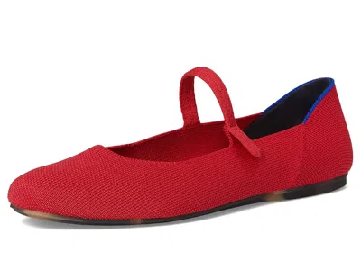 Rothys Square Mary Jane Flats In Red Crisp Basketweave