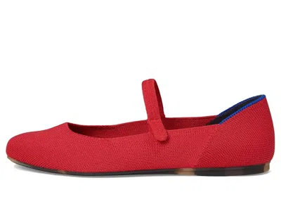 Rothys Square Mary Jane Flats In Red Crisp Basketweave