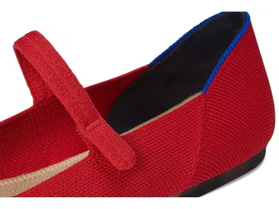 Rothys Square Mary Jane Flats In Red Crisp Basketweave