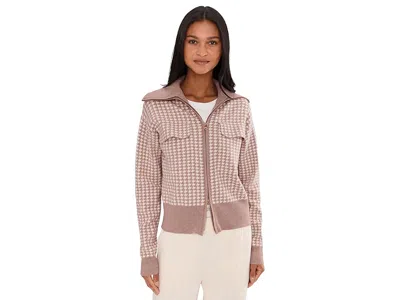 Varley Ablett Houndstooth Jacquard Zip Cardigan In Multi