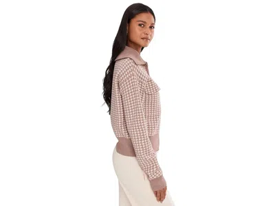 Varley Ablett Houndstooth Jacquard Zip Cardigan In Multi