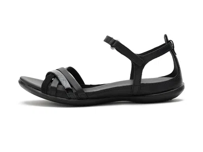 Ecco Flash Womens Leather Flat T-strap Sandals In Black