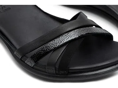Ecco Flash Womens Leather Flat T-strap Sandals In Black