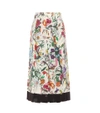 Gucci Pleated Floral-print Silk Crepe De Chine Midi Skirt In Multicolour