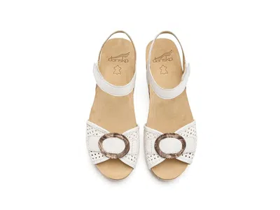 Dansko Stella Ankle Strap Platform Wedge Sandal In White