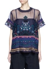 SACAI Embroidered tribal lace organdy top