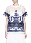 Sacai Embroidered Tribal Lace Organdy Top