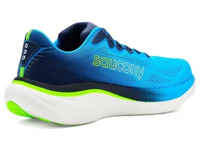 Saucony Breathable Blue Running Sneakers With Neon Accents