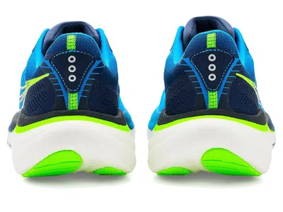 Saucony Breathable Blue Running Sneakers With Neon Accents