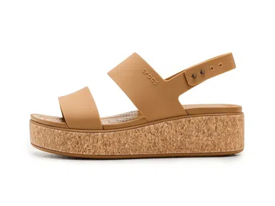 Crocs Brooklyn Cork Low Wedge In Brown