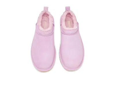 Ugg Micro Suede Boots Pull Tab Rubber Sole In Purple