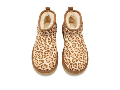 Ugg Stivaletto Donna Classic Ultra Mini Felicity Leopard Jasmine In Brown