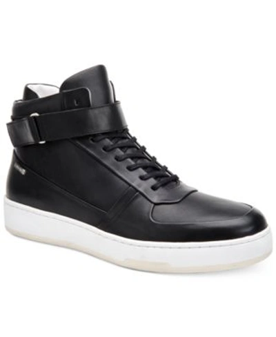 Calvin Klein Men's Navin Fashion Athletic Leather High-top Sneakers Men's Shoes In Black