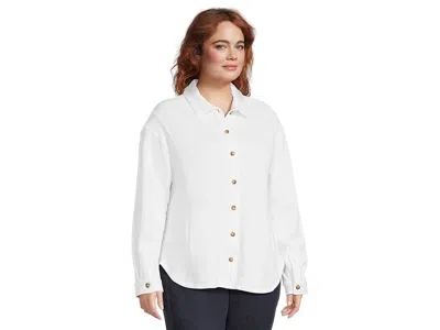 Mod-o-doc Long Sleeve Button Down Overshirt In White