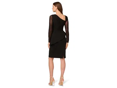 Adrianna Papell Plus Size Long Sleeve Asymmetrical Peplum Sheath Dress In Black
