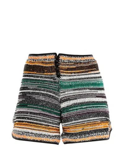 Miista Mini Back Button Closure Cropped Shorts In Multi