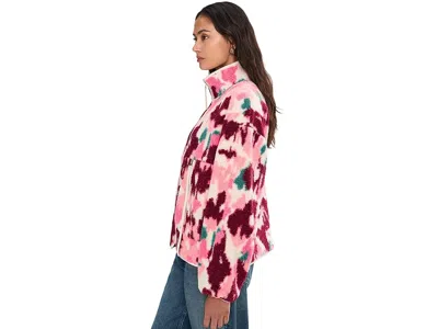 Ugg Marlene Splatter Jacket Coat Abstract : Lg, Polyester In Pink