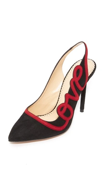 Shop Charlotte Olympia Love Pumps In Black/real Red