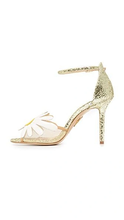 Shop Charlotte Olympia Margherite Daisy Sandals In Platinum/white/sunshine Yellow